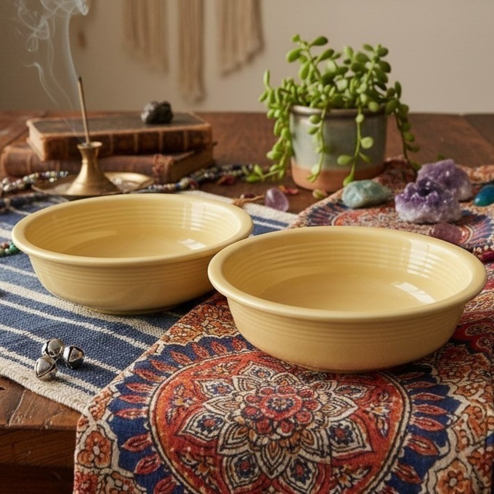 FiestaWare Yellow Coupe Bowls, Set Of 2, Vintage Fiesta Dishes, USA Dinnerware